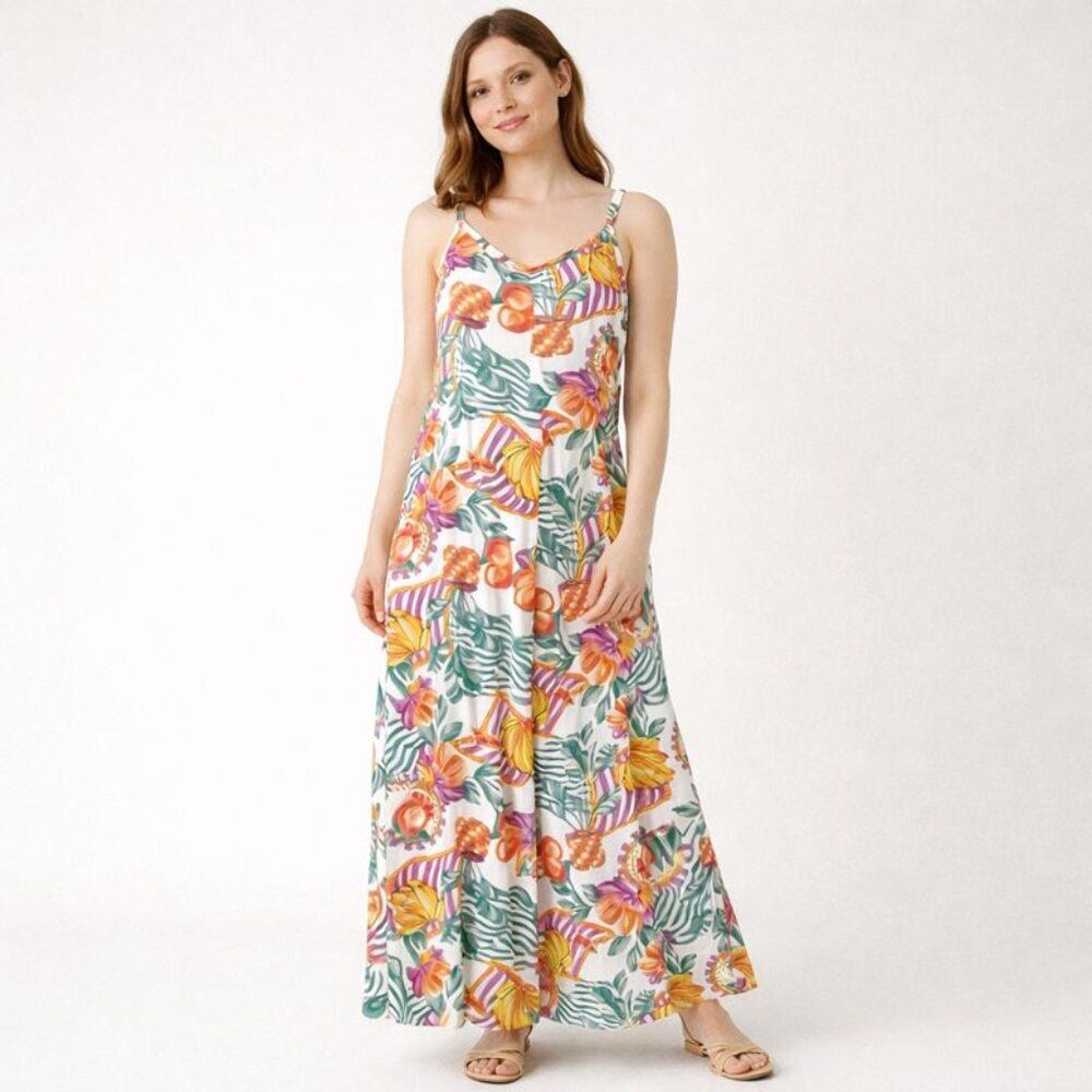 Label of Love Women’s Maxi Dress S Tropical Floral Sleeveless Resort Boho